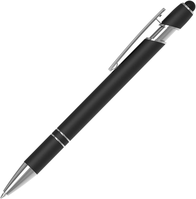 Actsun 12 Pack Black Stylus Pens, 2-in-1 Ballpoint Pen with Metal Stylus Tip for Touch Screens, 1.0 mm Black Ink Smooth Writing Pens for Office, School, Gift (12 PCS, Black)