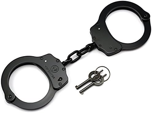 VIPERTEK Double Lock Steel Police Edition Professional Grade Handcuffs (Black)