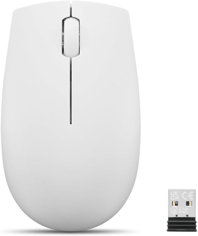 Lenovo 300 Wireless Mouse, Black, Computer Mouse for PC and Laptop with Windows, Ambidextrous Design, 2.4 GHz Nano USB Receiver, 12 Month Battery Life