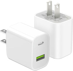 2 Pack USB C Charger Block, Dual Port Type C Wall Charger Charging Power Adapter Cube for iPhone 14/14 Pro/14 Pro Max/14 Plus/13/12/11, XS/XR/X, iPad, Samsung, More