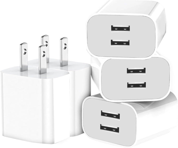 USB Wall Charger,4 Pack Dual Port Plug Adapter,Wall Outlet Charging Block
