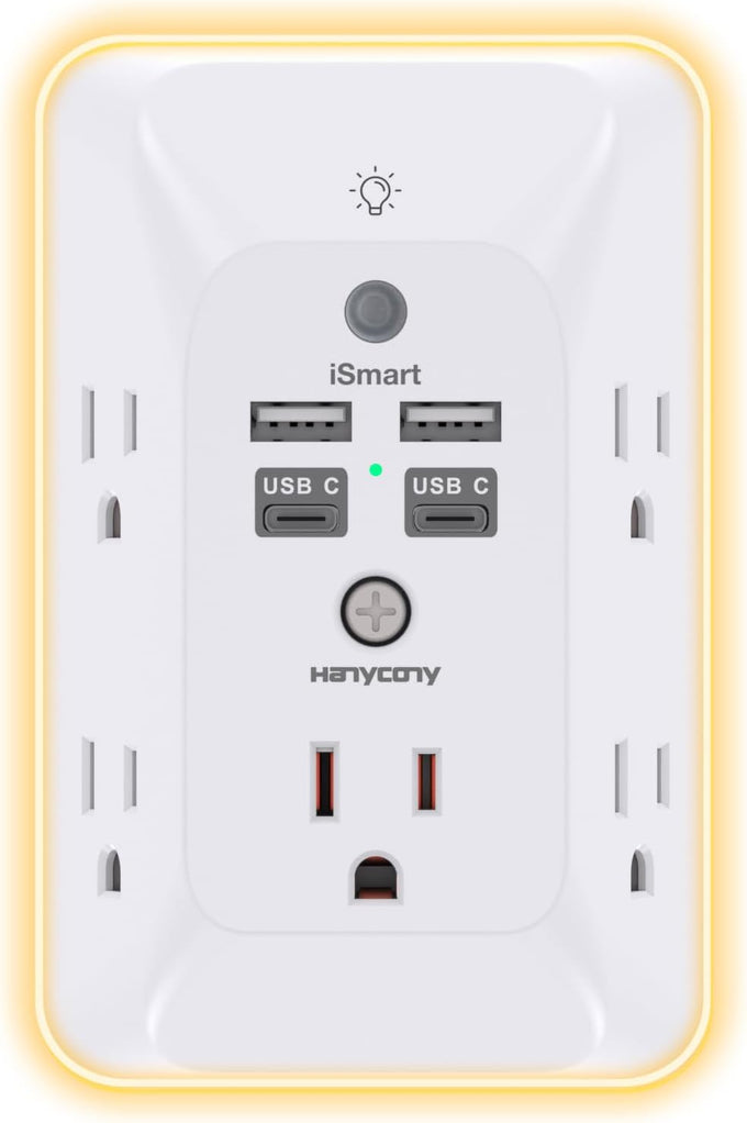 Outlet Extender with Night Light, Multi Plug Wall Outlet, Surge Protector
