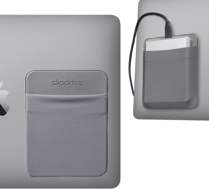 Slipdrive - Portable Hard Drive Sleeve for Laptop - SSD Solid State Drive - Reusable Adhesive - Stick on External Hard Drive Carrying Case - Pocket Pouch (Small, Black)