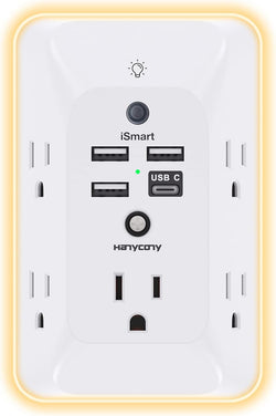 Outlet Extender with Night Light, Multi Plug Wall Outlet, Surge Protector