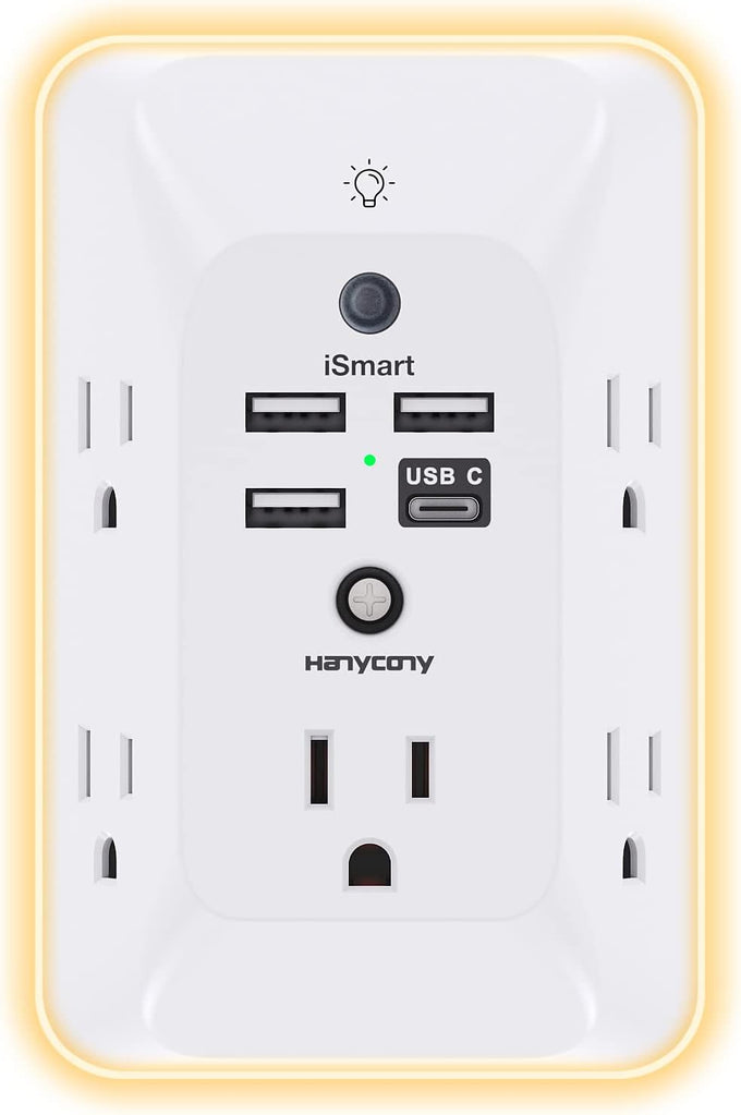 Outlet Extender with Night Light, Multi Plug Wall Outlet, Surge Protector