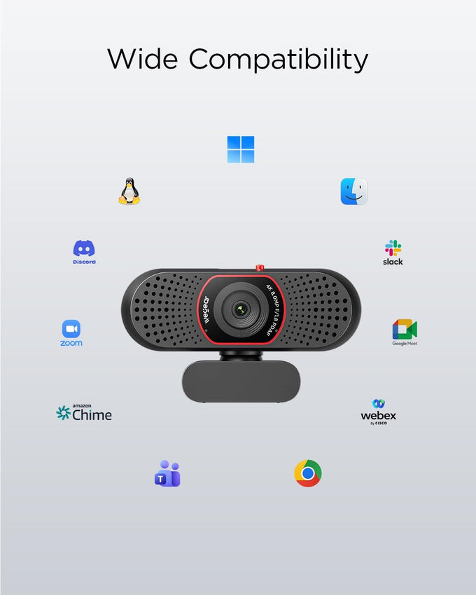 wegear 4K Webcam for PC, USB-A Computer Camera with Sony 1/2.55'' Sensor
