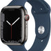 Apple Watch Series 7 (GPS, 45mm) Blue Aluminum Case with Abyss Blue Sport Band, Regular (Renewed)