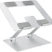 Amazon Basics Sturdy and Portable Ergonomic Laptop Stand for Desk, Height Adjustable Riser with Ventilated Cooling, Foldable, Fits all Laptops up to 15.6 Inch, Silver