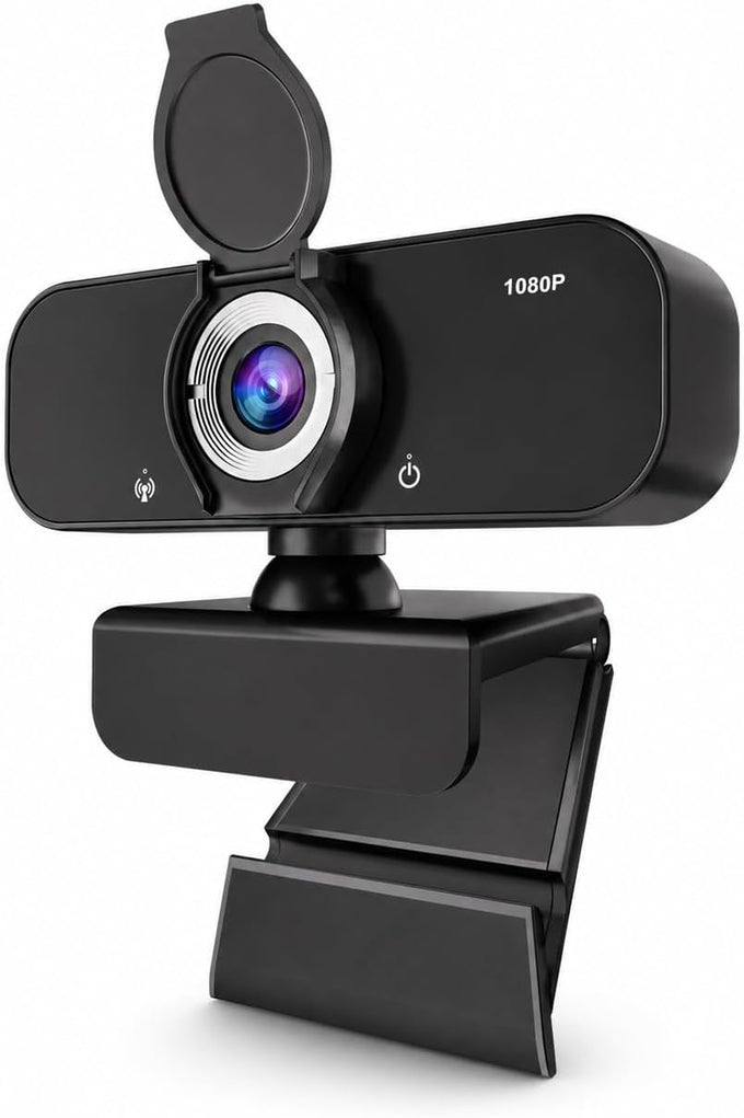 1080P Webcam for PC with Microphone, Privacy Cover & Tripod