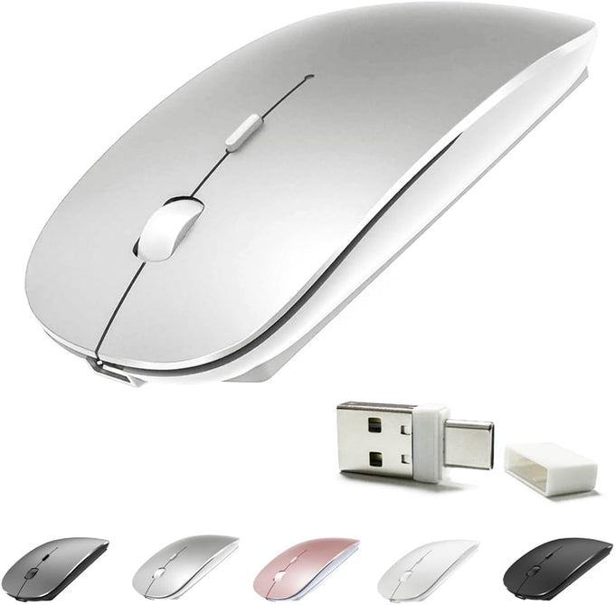 KLO Rechargeable Bluetooth 5.2/3.0/Type-C/USB-2.4G Mouse for MacBook/MacBook air/Pro/iPad, Wireless Mouse for Laptop/Notebook/pc/iPad/Chromebook (Black)