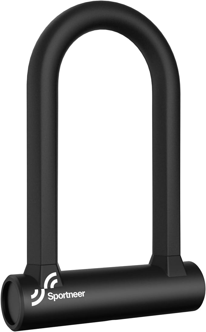 Sportneer Bike Lock: Heavy Duty Anti Theft Bike U Lock with 5ft Security Steel Cable - 17mm Shackle Bicycle U-Locks with 2 Keys & Mounting Bracket for Road Mountain Bike, Size 7.76''x5.02'', 1.64lb