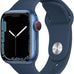 Apple Watch Series 7 (GPS, 45mm) Blue Aluminum Case with Abyss Blue Sport Band, Regular (Renewed)