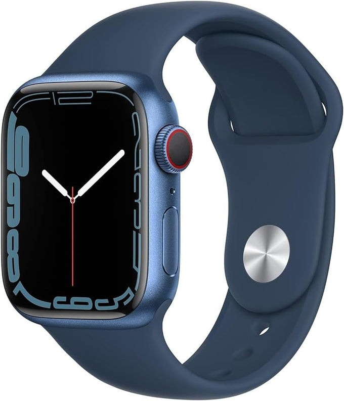 Apple Watch Series 7 (GPS, 45mm) Blue Aluminum Case with Abyss Blue Sport Band, Regular (Renewed)