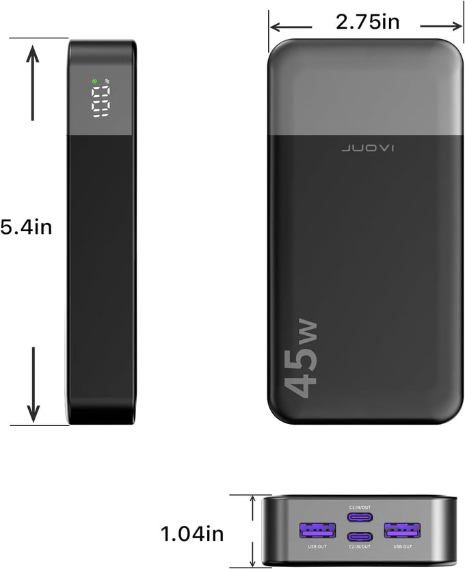 JUOVI Power Bank 45W 20000mAh Portable Charger