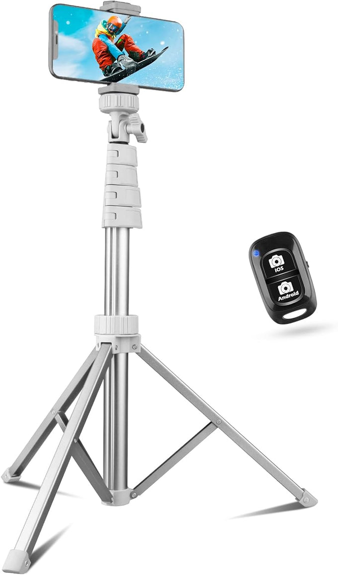SENSYNE 62" Phone Tripod, Extendable Selfie Stick with Wireless Remote