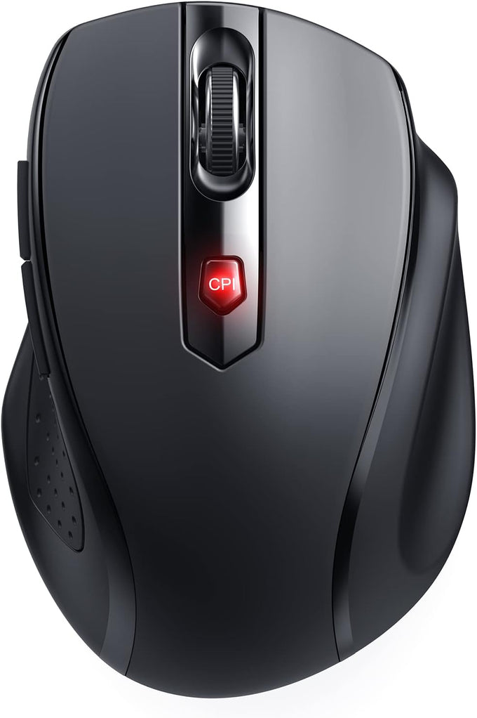 HOTWEEMS Wireless Mouse, D-09 Computer Mouse USB Cordless Mice for Laptop, Ergo Grips, Lightspeed 5-Level 2400 DPI, 16 Months Battery, Portable for PC Mac Chromebook (Black)