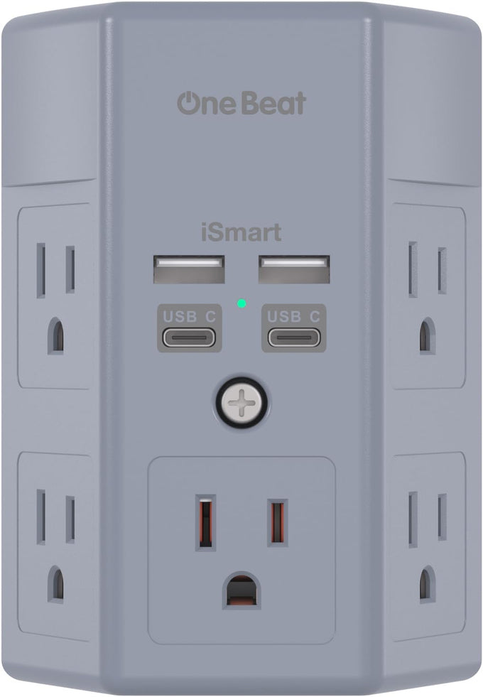One Beat Surge Protector Wall Outlet Extender,3-Sided Outlet Splitter 1680J