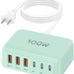 2026 Latest USB C Charger Block, 8 in 1 GaN Retractable Charger Station Hub with Lightening & Type C Cable, 120W Travel Essential Multi USB C Power Strip Plug for iPhone 17 16 15 Pro Max iPad Galaxy
