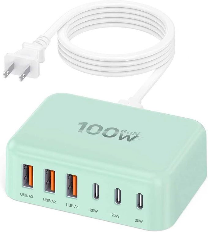 2026 Latest USB C Charger Block, 8 in 1 GaN Retractable Charger Station Hub with Lightening & Type C Cable, 120W Travel Essential Multi USB C Power Strip Plug for iPhone 17 16 15 Pro Max iPad Galaxy