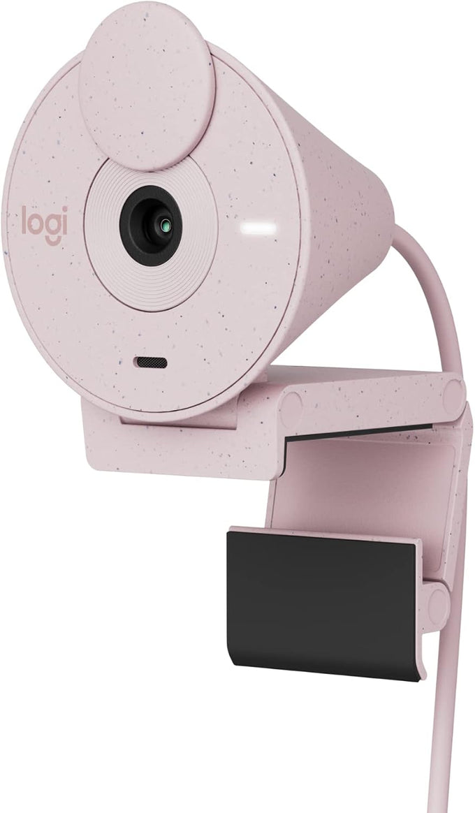 Logitech Brio 300 Full HD Webcam, 1080p, Auto Light Correction, Noise reducing mic, Privacy Shutter, USB-C, Works with Microsoft Teams, Google Meet, Zoom, for Streaming and Video Calling - White