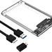 External Hard Drive Enclosure , SATA to USB 3.0 2.5 inch SSD HDD 7mm 9.5mm Clear Hard Drive Case Supports UASP SATA (Clear)