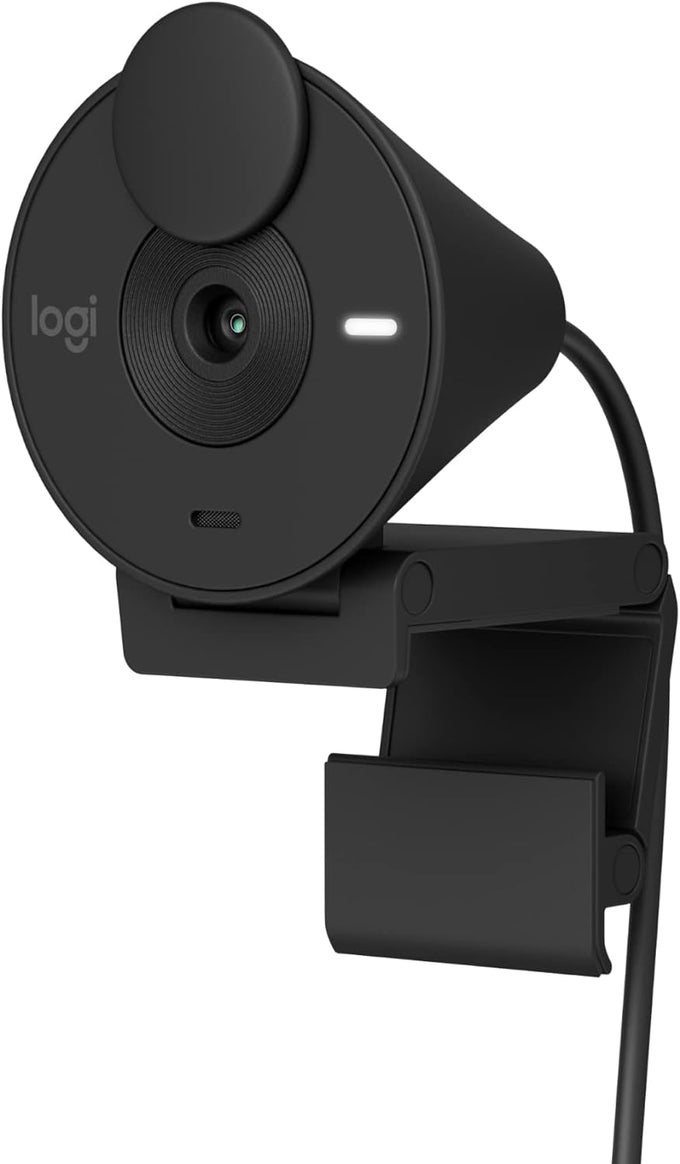 Logitech Brio 300 Full HD Webcam, 1080p, Auto Light Correction, Noise reducing mic, Privacy Shutter, USB-C, Works with Microsoft Teams, Google Meet, Zoom, for Streaming and Video Calling - White