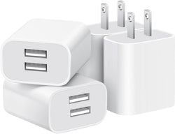 USB Wall Charger,4 Pack Dual Port Plug Adapter,Wall Outlet Charging Block