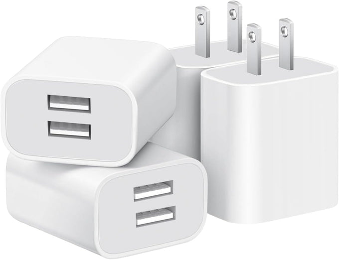 USB Wall Charger,4 Pack Dual Port Plug Adapter,Wall Outlet Charging Block