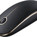 VssoPlor Wireless Mouse, 2.4G Slim Computer Laptop Mouse, Black and Gold