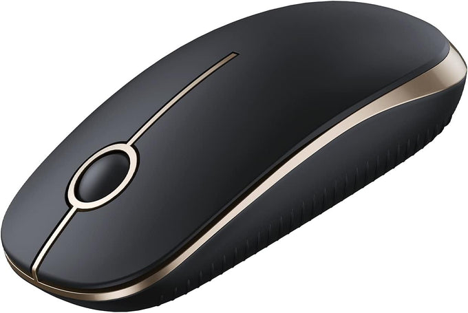 VssoPlor Wireless Mouse, 2.4G Slim Computer Laptop Mouse, Black and Gold