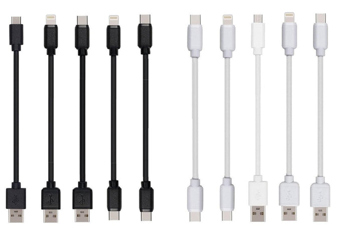 10-Pack Multi Short USB Cables & TypeC-C Cables for Charging Stations Compatible/w iPhone17,16,15, iPhone14-5/ iPads/iPad mini/iPad Pros/Samsung Moblies & Tablets/Pixel & Nexus/HTC/Sony(Black)