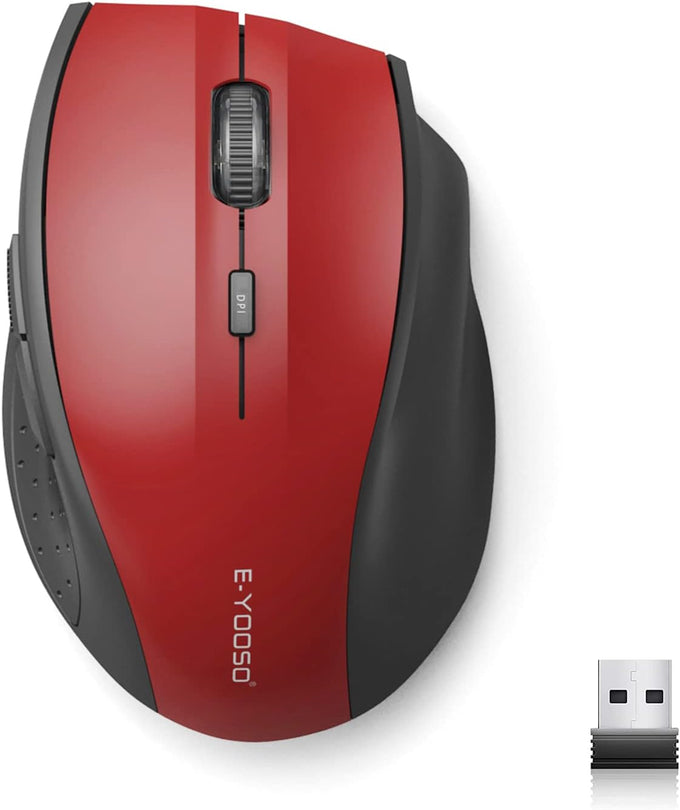 E-YOOSO Wireless Mouse for Laptop, Portable Optical Computer Mouse, 6 Buttons, Cordless 2.4GHz with USB Receiver, 5-Level 4800 DPI, 18 Months Battery Life for PC Chromebook Windows Mac