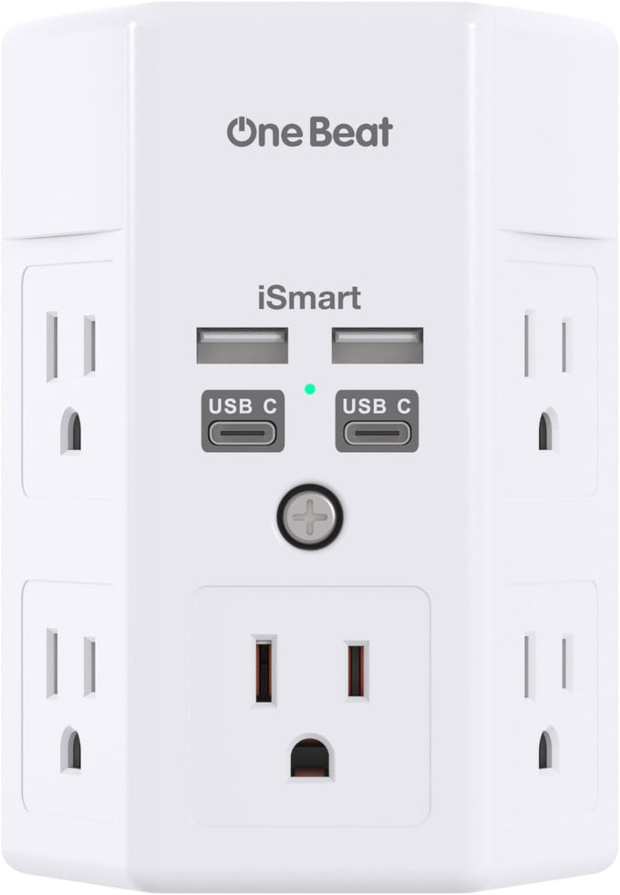 One Beat Surge Protector Wall Outlet Extender,3-Sided Outlet Splitter 1680J