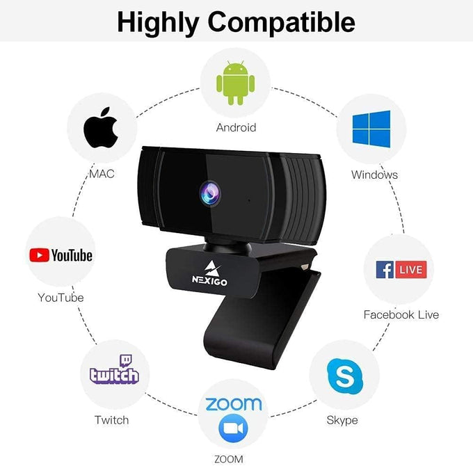 NexiGo N930AF Webcam with Microphone for Desktop, Autofocus, Webcam for Laptop, Computer Camera, 1080p HD USB Web Camera, Compatible with Zoom/Switch 2/Teams/Webex