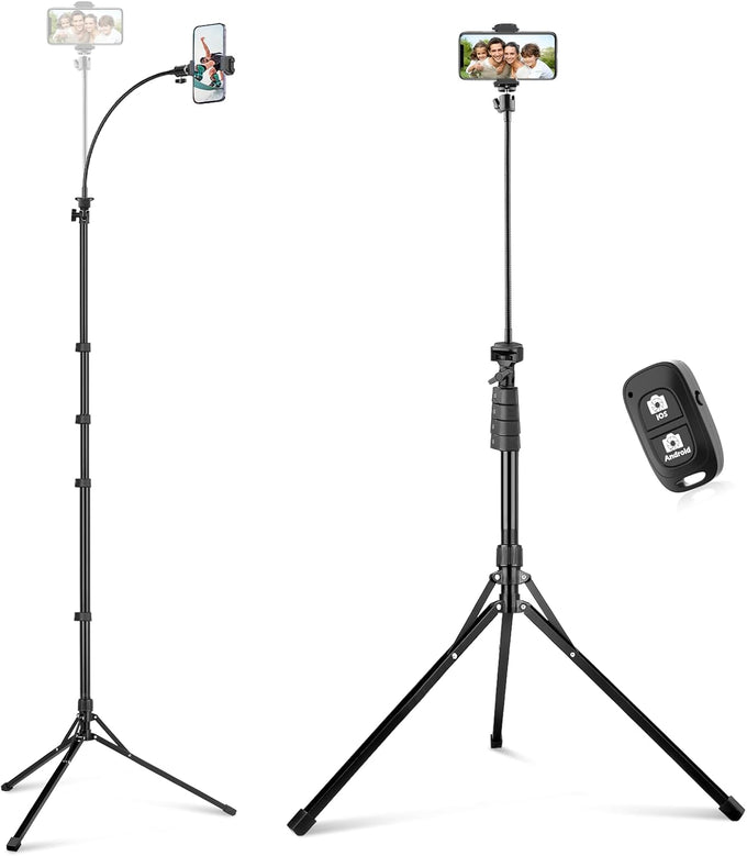 SENSYNE 62" Phone Tripod, Extendable Selfie Stick with Wireless Remote