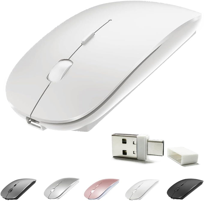 KLO Rechargeable Bluetooth 5.2/3.0/Type-C/USB-2.4G Mouse for MacBook/MacBook air/Pro/iPad, Wireless Mouse for Laptop/Notebook/pc/iPad/Chromebook (Black)