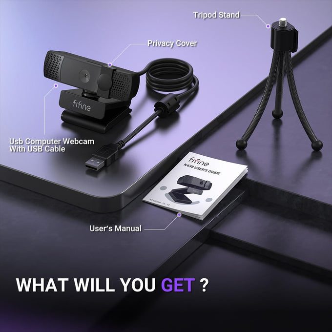 FIFINE K438 4K Resolution Webcam with Built in Microphone for Streaming