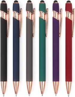 6 Pack Ballpoint Pen 2-in-1 Pen with Stylus tip, 1.0 mm Black Ink