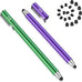 (2 Pcs) [New Upgraded][0.18-inch Small Tip Series] 2-in-1 Stylus/Styli 5.5-inch L with 10 Replacement Rubber Tips -Purple/Pink