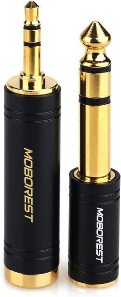 MOBOREST 3.5mm to 1/4 (6.35mm) Stereo Pure Copper Headphone Adapter, 2PCS