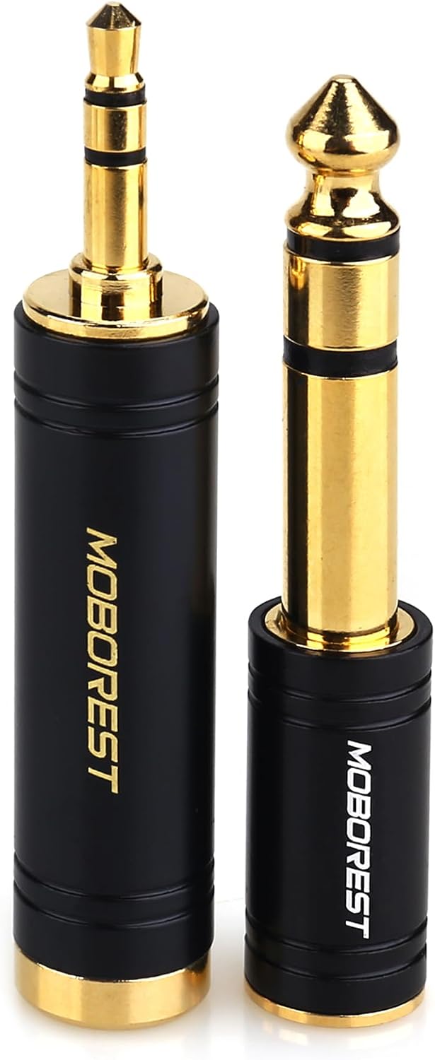 MOBOREST 3.5mm to 1/4 (6.35mm) Stereo Pure Copper Headphone Adapter, 2PCS