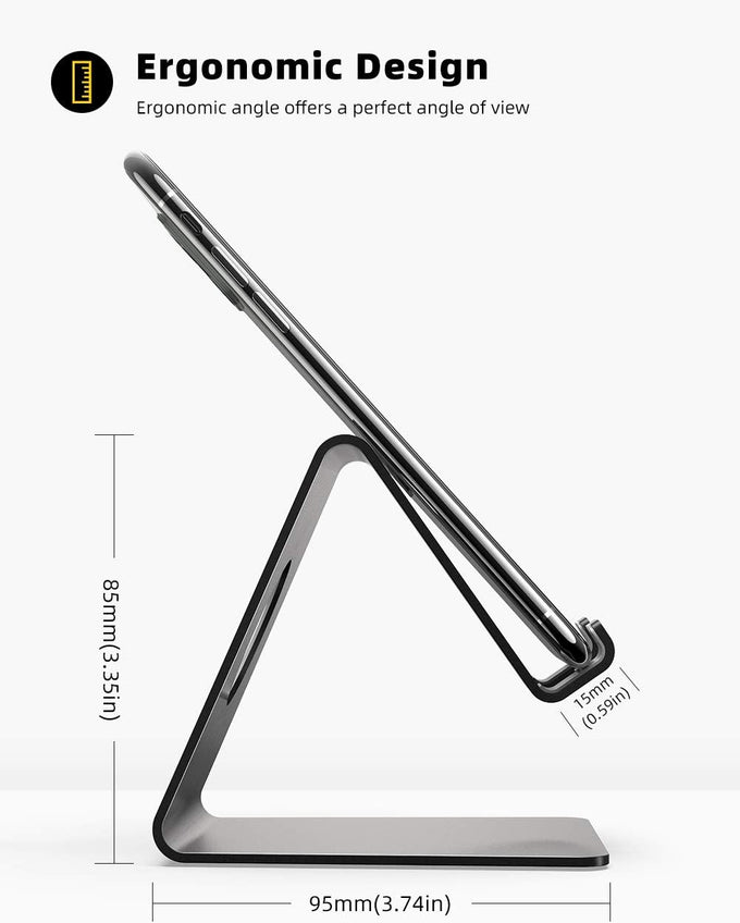 Lamicall Cell Phone Stand, Phone Dock: Cradle, Holder, Stand for Office Desk - Black