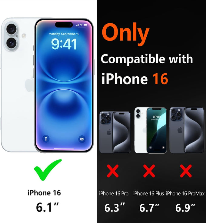 Diverbox for iPhone 16 Case [Shockproof] [Dropproof] [Tempered Glass Screen Protector + Camera Protectors] Heavy Duty Protection Phone Case Cover for Apple iPhone 16 (Purple)