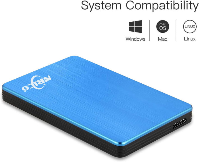 NRICO Portable External Hard Drive, USB 3.0, 2.5 Inch, Blue, 500,GB