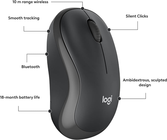 Logitech M240 Compact Silent Bluetooth Wireless Mouse - Graphite