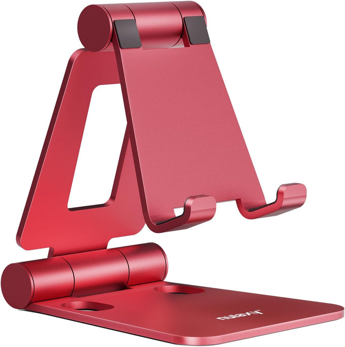 Nulaxy Full Aluminum Dual Folding Cell Phone Stand for Desk, Gray
