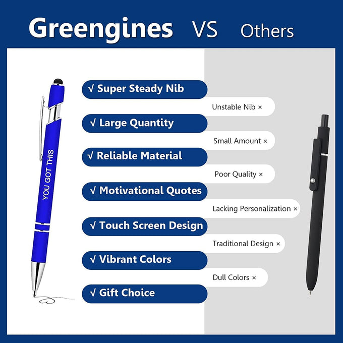 10 PCS Inspirational Pens Bulk with Stylus Tip Gifts Black Ink