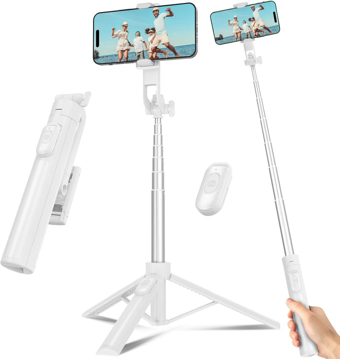 Selfie Stick Tripod for Phone with Remote Control & Holder, 50 Inch, Black