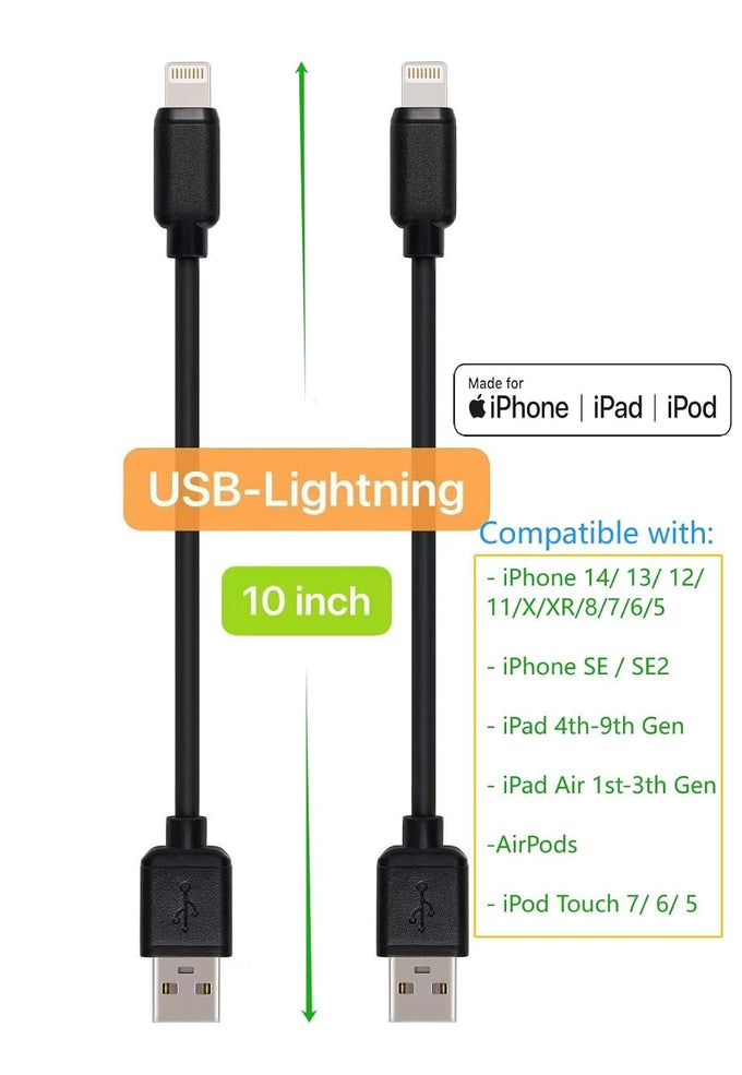 10-Pack Multi Short USB Cables & TypeC-C Cables for Charging Stations Compatible/w iPhone17,16,15, iPhone14-5/ iPads/iPad mini/iPad Pros/Samsung Moblies & Tablets/Pixel & Nexus/HTC/Sony(Black)