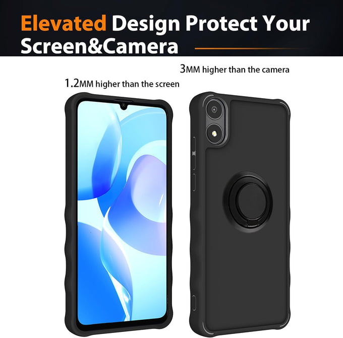 jioeuinly for AriVoice A67L Case Compatible for Foxx FoxxD A67L Phone Case Cover [with Tempered Glass Screen Protector][ 2MM Thickening Super Protection][Ring Support] Black